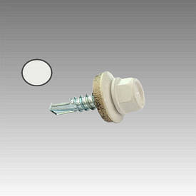 Саморез с шест. гол. с шайб. EPDM 4,8*19 DIN 7504K RAL 9003 зі св. за метом. (ящ. 2400 шт.) білий