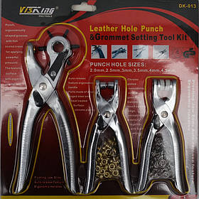 Діркопробивач револьверний DK-013, Пробійник, Заклепочник для шкіри тканини, Встановлювач люверсів, Щипці,