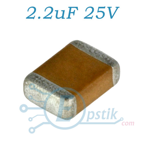 Конденсатор 2.2uF 25V, ±10%, X7R, 0805