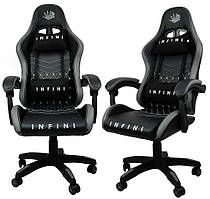 Крісло офісне Infini Five чорно-сіре Компютерне крісло Спортивне крісло Стул геймерский Игровое кресло офисное