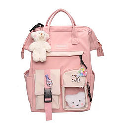 Рюкзак сумка для дівчинки Teddy Beer(Тедді) з брелоком рожевий ведмедик Goghvinci(AV290)