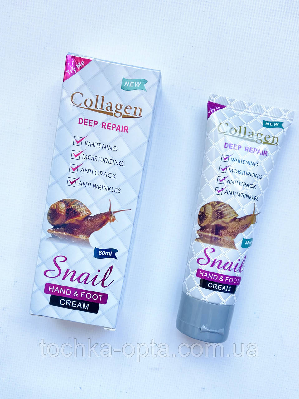 Крем для шкіри рук і ніг з муцином равлика (Collagen Deep Repair Snail Hand&Foot Cream
