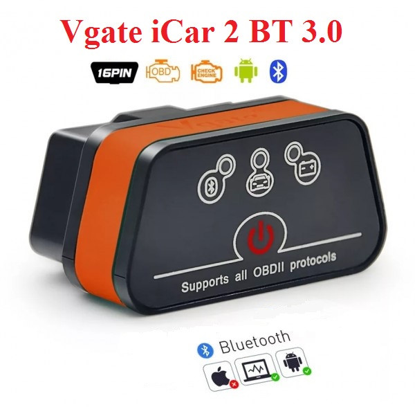 Автосканер Vgate iCar 2 BT 3.0, ver 2.1, OBDII, двох платний, чіп ARM