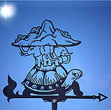 Флюгер Черепаха, Плоска земля на слонах, флюгер на дах з металу 2 мм., фото 8