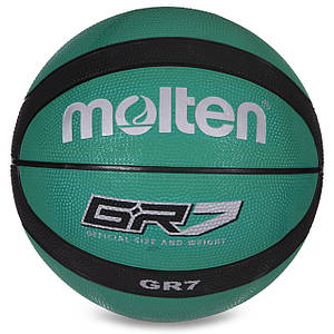 М'яч баскетбольний гумовий №7 MOLTEN BGR7-GK-SH GR7 (гума, бутил, зелений-чорний)
