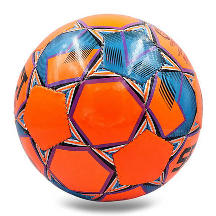 М'яч для футзалу №4 ламін. ST STREET ST-8156 (5 сл., зшитий вручну) (помаранчевий-синій), фото 2