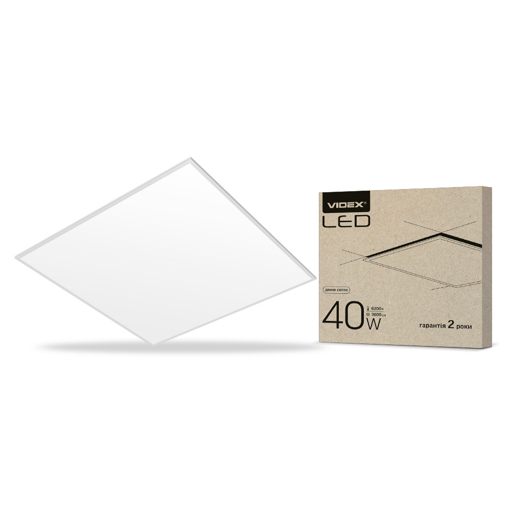 LED панель матова VIDEX 60*60 40W 6200K 3600Lm біла рамка VL-P406W (світлодіодний світильник)