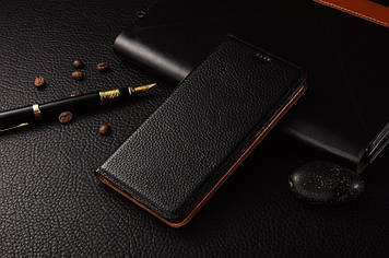 Чохол книжка з натуральної волячої шкіри протиударний магнітний для Samsung A30 А305F "BULL" Чорний