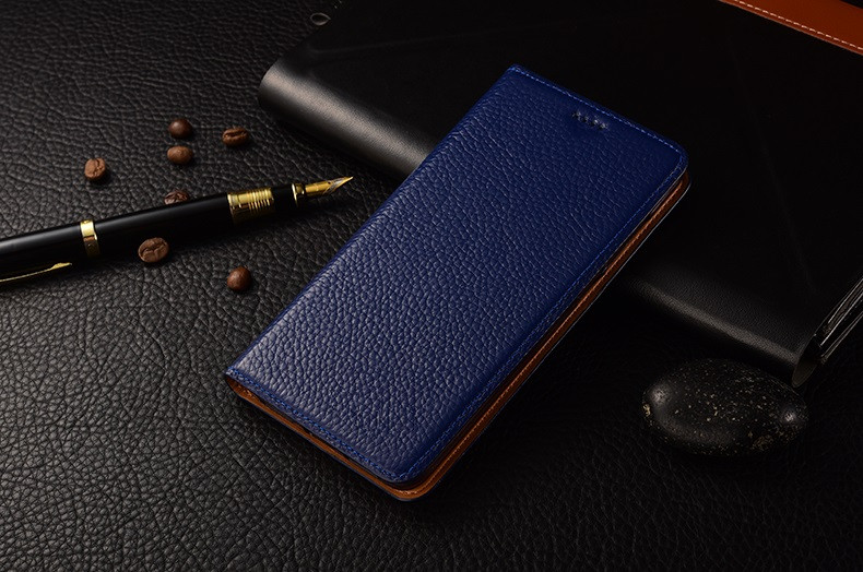Чохол книжка з натуральної волячої шкіри протиударний магнітний для Samsung A30 А305F "BULL" Синій