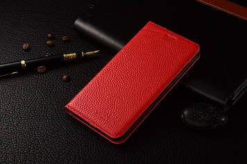 Чохол книжка з натуральної волячої шкіри протиударний магнітний для Samsung A30 А305F "BULL" Червоний
