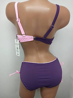 ОПТ Купальник двоколірний Sisianna рожевий 39203 46-54 на 50 52 54 56 58 укр розмір, фото 2