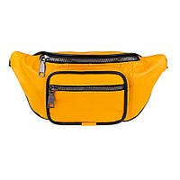 Кожаная сумка на пояс / через плечо (бананка) LT 5643 желтая (fb)