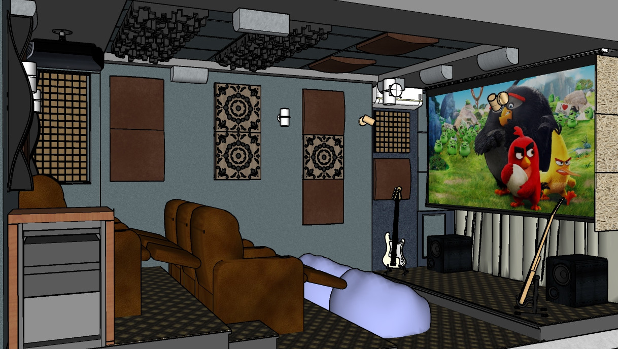 3D моделирование концепта домашнего кинотеатра и комнаты для стерео - фото 2 - id-p1407857964