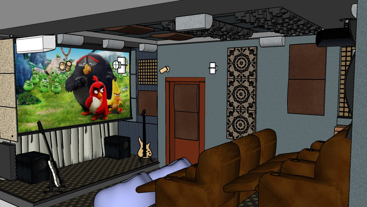 3D моделювання концепту домашнього кінотеатру і кімнати для стерео, фото 1