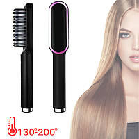 Электрическая расческа-сушилка Hair Style утюжок выпрямитель для волос с турмалиновым покрытием Черный