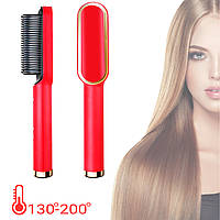 Электрическая расческа-выпрямитель Hair Style утюжок щетка для укладки волос 6 режимов Красный