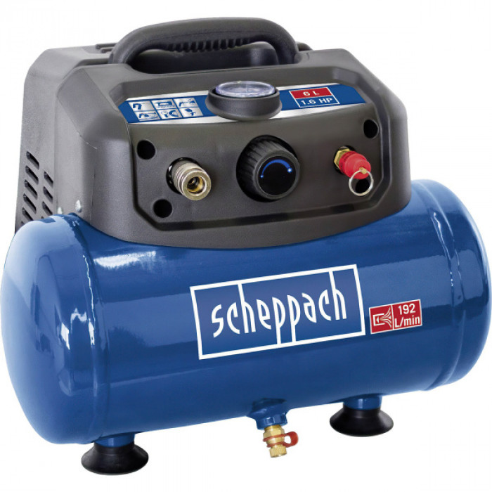 Безмасляный компрессор Scheppach HC06 (1.2 кВт, 192 л/мин, 6 л) YLP - фото 7 - id-p1407864578