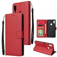 Чохол-книжка для Xiaomi Redmi Note 7 червоний гаманець ремінець на руку
