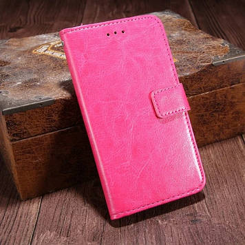 Чохол книжка з візитницею шкіряний протиударний для Samsung A7 (2015) A700 "BENTYAGA" Рожевий