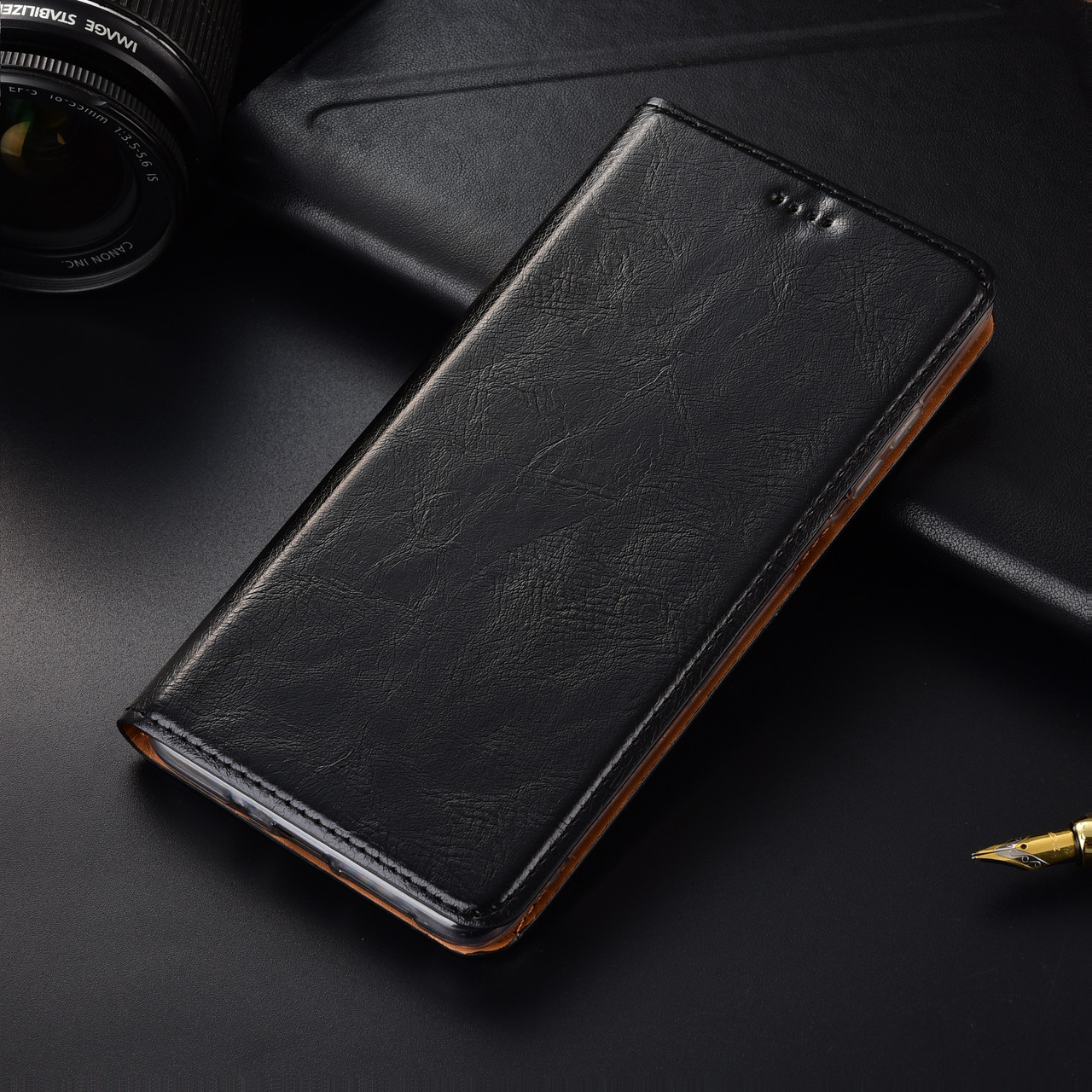 Шкіряний чохол книжка протиударний магнітний вологостійкий для Samsung A7 (2015) A700 "VERSANO" №8 - Чорний