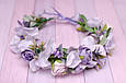 Вінок для волосся / віночок на голову з трояндами і гортензією фіолетовий 376, фото 3