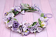 Вінок для волосся / віночок на голову з трояндами і гортензією фіолетовий 376, фото 2