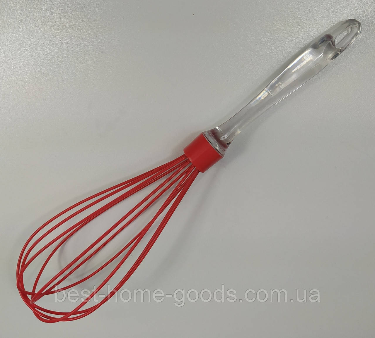 Силіконовий віночок 30 см з прозорою ручкою | Віночок для збивання крему, тіста, яєць | Харчовий силікон + акрил, фото 1