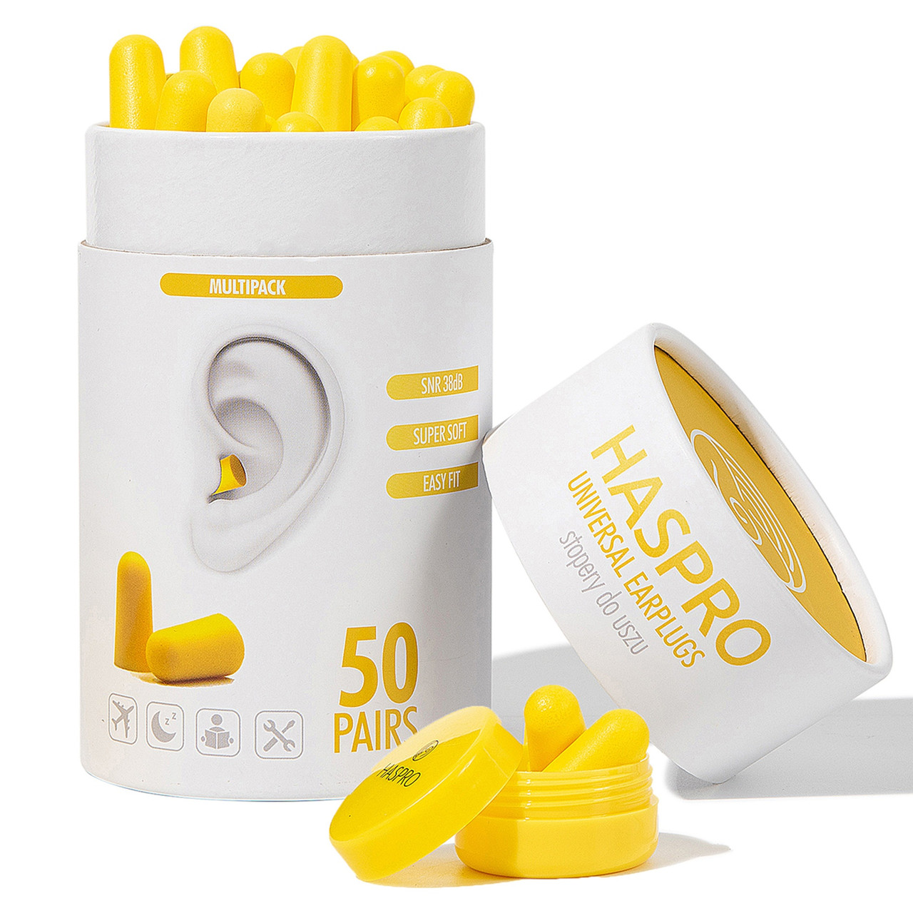 Пінні беруші для сну 50 пар HASPRO TUBE50 SNR 38 дБ Жовті