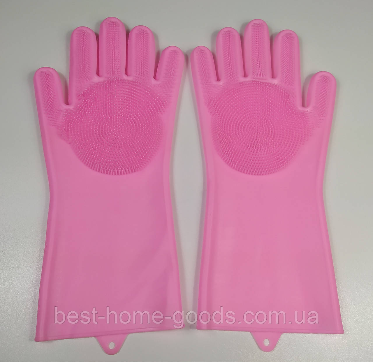 Силіконові рукавички-щітки для миття посуду та прибирання 2в1 – термостійкі, піняться, захищають шкіру, бірюзові/рожеві, фото 1