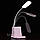 Настільна лампа акумуляторна LOSSO FL-1200 рожева, світильник з акумулятором та USB для заряджання телефону, фото 2