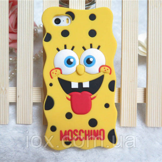 Силиконовый чехол "Губка Боб Moschino" для iphone 5/5S - фото 1 - id-p206441375