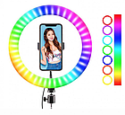 Кільцева LED лампа RGB MJ38 (38см) 1 кріплення (управління на проводі) + Штатив 2м., фото 6