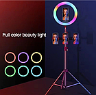 Кільцева LED лампа RGB MJ38 (38см) 1 кріплення (управління на проводі) + Штатив 2м., фото 8