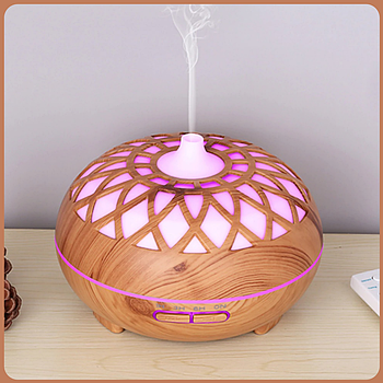 Аромадиффузор зволожувач повітря c підсвічуванням | Aroma Diffuser на 400 мл світле дерево