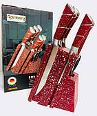 Набір ножів Rainberg з нержавіючої сталі на підставці 8 предметів (RB-8805) Червоний Мармур