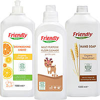 Органический универсальный набор Friendly Organic (средство для мытья посуды + для пола + жидкое мыло для рук)