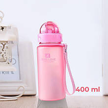 Пляшка для води CASNO 400 мл MX-5028 More Love Рожева з соломинкою