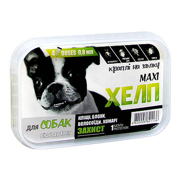 Краплі «Максі Хелп» для собак (2-10 кг) ціна за 1 шт. краплі від бліх і кліщів
