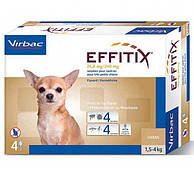 Ефітікс 1 - 4 кг Effitix Virbac краплі для собак від бліх, кліщів, комарів, мух, волосоїдів, 4 піпетки