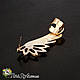 Набор Кафф и Серьга на ухо Крыло Перо Крылья ажурные сережки каф клипс серьги комплект ХИТ СЕЗОНА!, фото 2