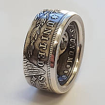 Кільце Чоловіча City-A Розмір 21 колір Срібна Монета Morgan One Dollar 1921 USA Вінтажне №3107, фото 6