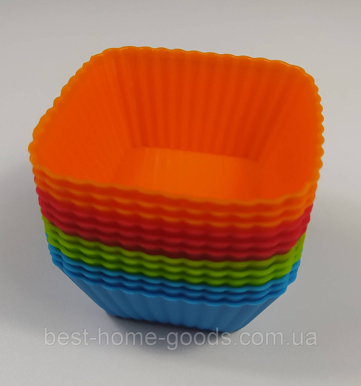 Силіконова форма для випічки маффінів «Ромашка» 12 шт. — квадратна силіконова форма для кексів, багаторазова форма для духовки, фото 1