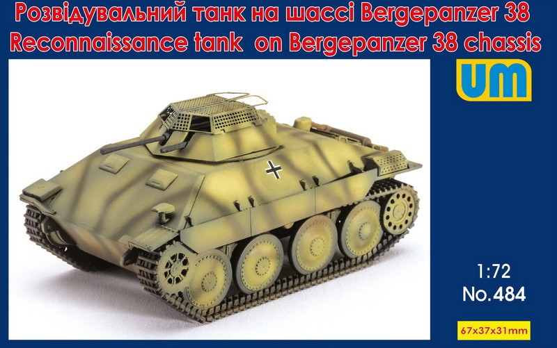 Пластикова модель 1/72 UM 484 нымецький розвыдувальний танк Bergepanzerwagen 38 chassis