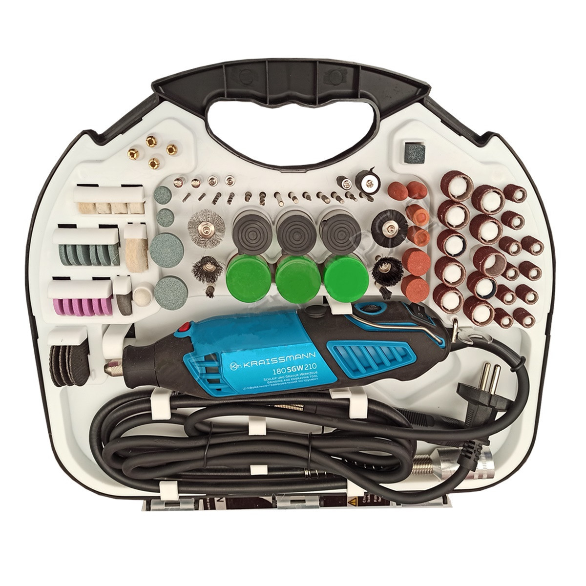 Шліфувально-гравіювальний пристрій KRAISSMANN 180 SGW 210 (210 насадок і гнучкий вал), фото 1