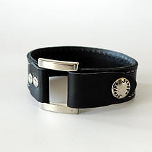 Браслет з натуральної шкіри з металевою рамкою застібкою