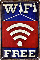 Металлическая табличка / постер "Wi-Fi Free" 20x30см (ms-002756)