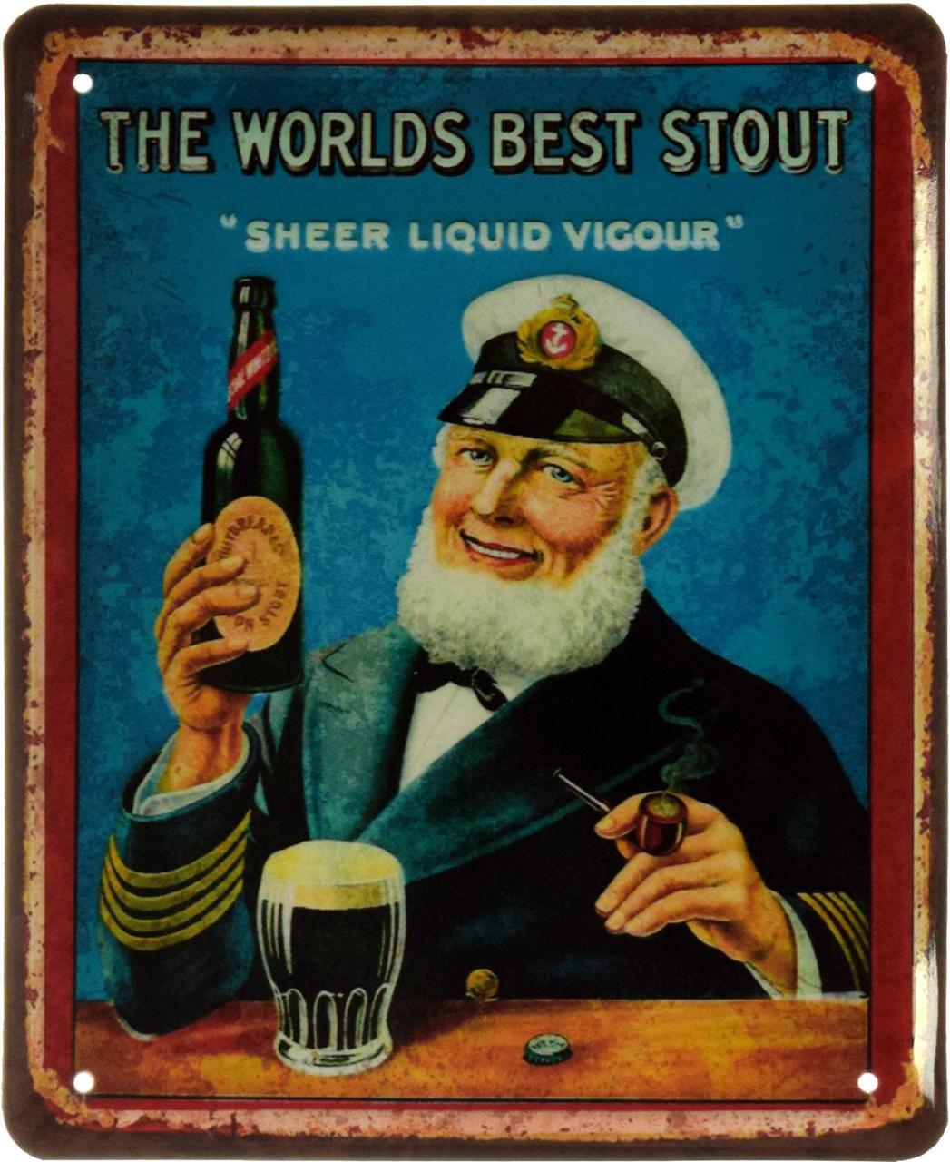 Металева табличка / постер "Пиво (Кращий Стаут У Світі) / Beer (The World's Best Stout)" 18x22см (ms-002623)
