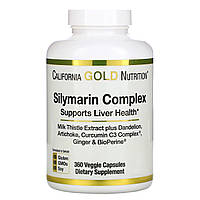 Силимариновый комплекс для печени California Gold Nutrition Silymarin расторопша артишок куркума 360 капсул