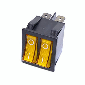 Вимикач подвійний RS-2101 без підсвітки, клавіша жовта / кратно 10шт