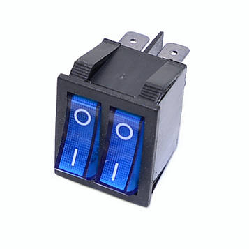 Вимикач подвійний RS-2101 без підсвітки, клавіша синя / кратно 10шт